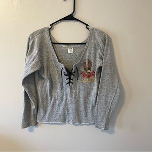 Women’s Bike Week 90s Y2K Lace Up Crop Top | Sz S/M